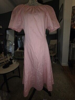 Pink Maxi Dress with Puff Sleeves